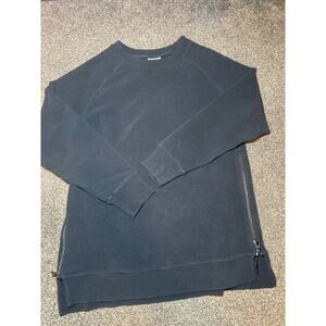 Varley Manning Long Sleeve Sweater M blue Oversized Boxy Side Zippers Ribbed